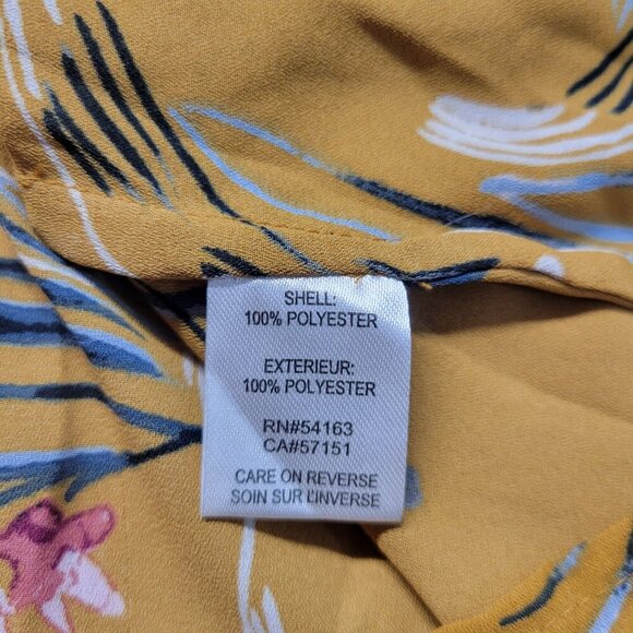 Ivanka Trump Extra Small Goldenrod Floral V Neck Ruffle Short Sleeve Bouse - Picture 9 of 10